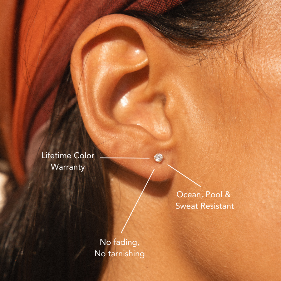 Zircon Stud Earrings – waterproof earrings by Mari Gavane (view 2)