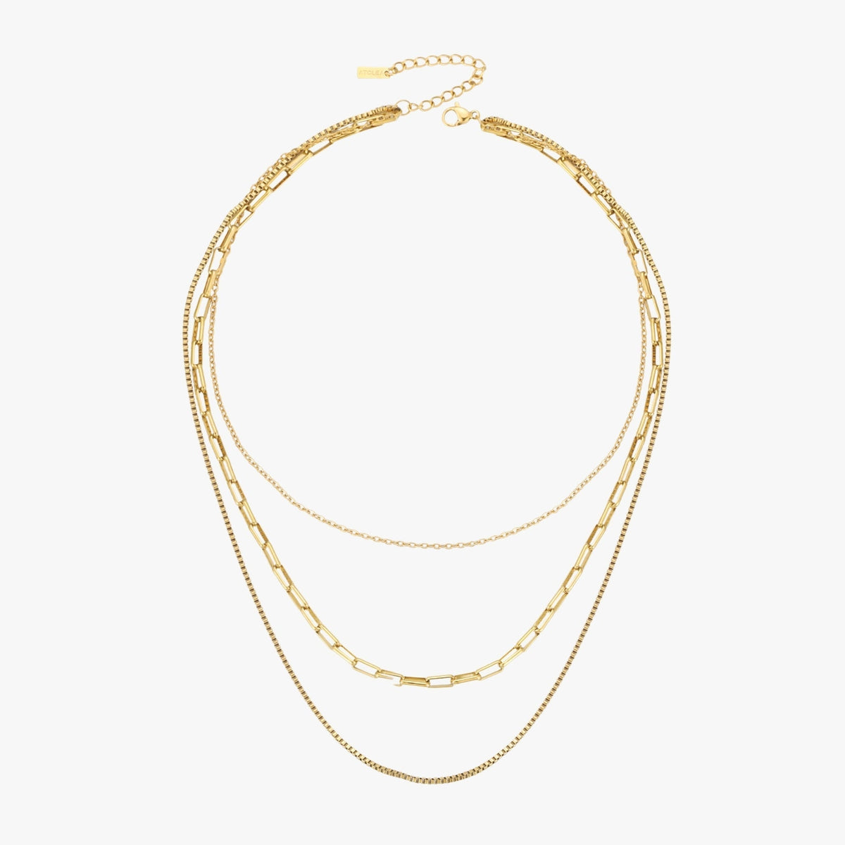 Colar dourado em camadas da marca Mari Gavane, com design elegante e detalhes delicados, perfeito para looks sofisticados.