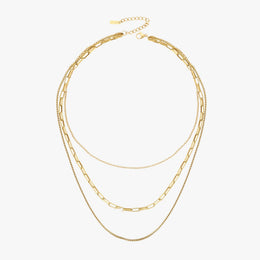 Waterproof Gold Triple Layered Chain Necklace for Women, Layering