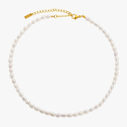 Waterproof Gold Freshwater Pearl Choker Necklace for Women, Adjustable