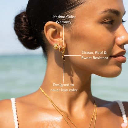 Tiger Eye Hoops Earrings – waterproof earrings by Mari Gavane (view 7)