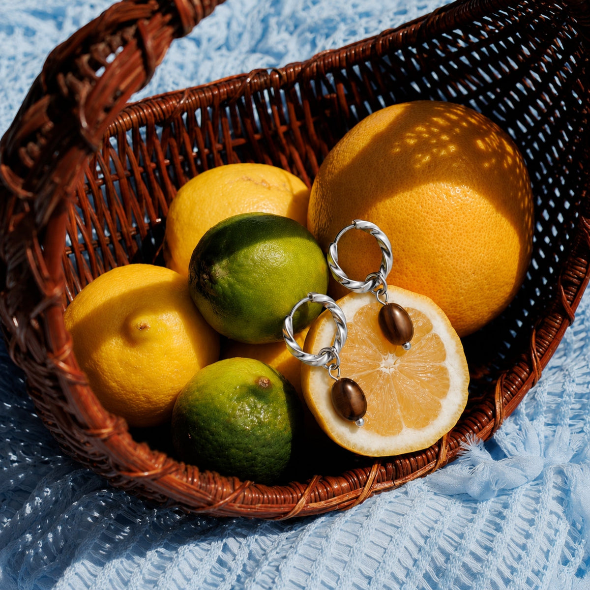 Tiger Eye Hoops Earrings – waterproof earrings by Mari Gavane (view 8)
